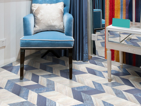 Пробковый пол CORKSTYLE CHEVRON Blue